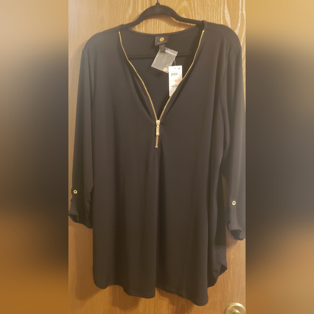 Black Zip Blouse
